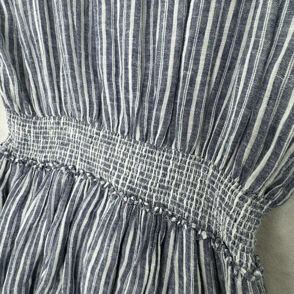 Rails Jasmine Linen‎ Mini Dress Womens Size XL Striped Empire Waist Boho LS - Picture 8 of 12